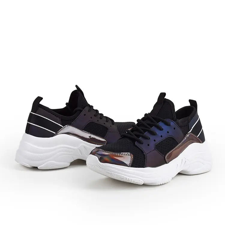 Stylish Unique Reflective Design Wholesale Platform Sport Shoes Women Men's Fashion Sneakers